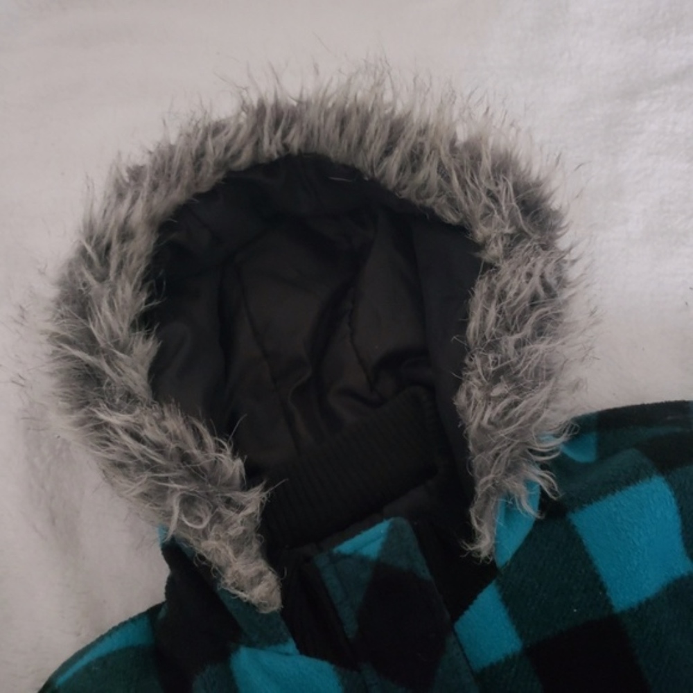 Faded Glory Teal Winter Coat Fur Lined Hood sz XL - Picture 4 of 6